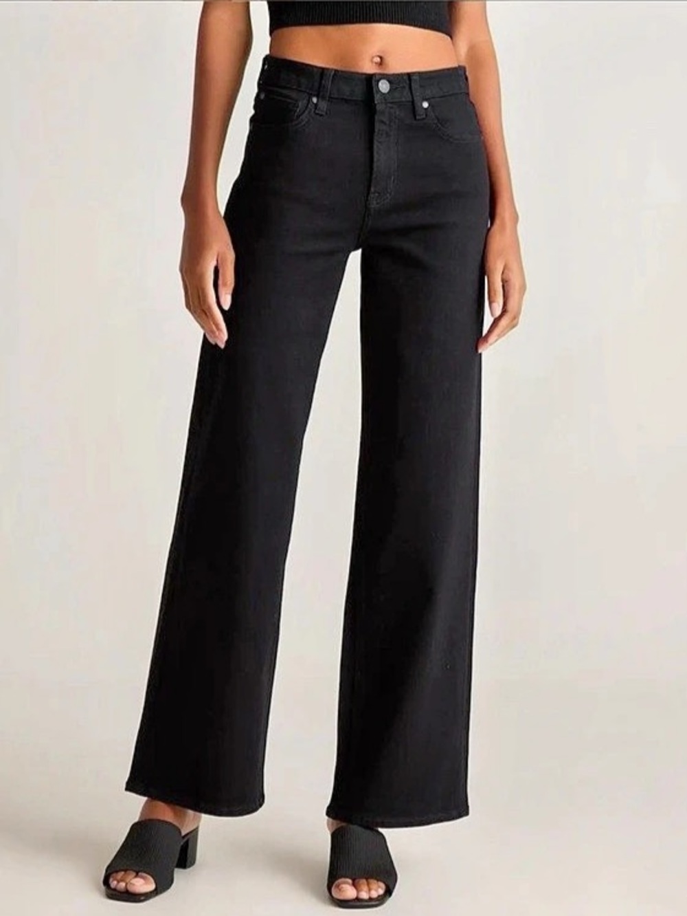 Quince Bella Stretch Wide Leg Jeans Wide Leg Jeans in Black Waist 30 Like New